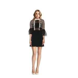 Self-Portrait | Dresses | Selfportrait Coquette Mini Collar Dress Black  Guipure Lace Sz Us 4 Bell Sleeve | Poshmark
